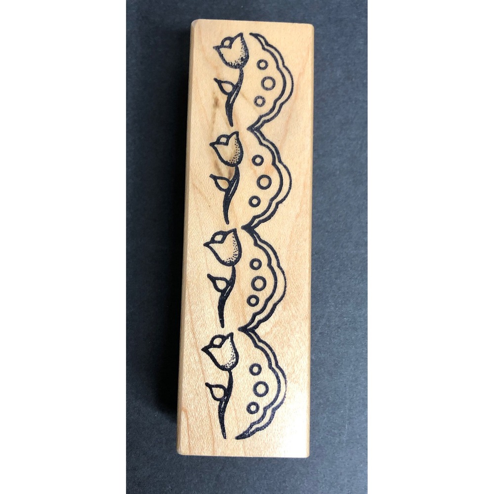 Daisy Kingdom Rubber Stamp Tulip Floral Border Flowers 1991 #R95